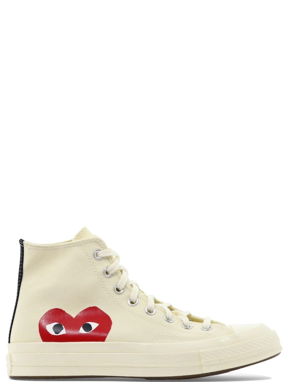 Comme des Garcons PLAY Cream High-Top Canvas Sneaker with Red Heart Logo